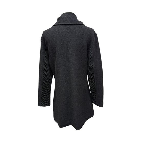 "Carson" 100% Wool Embroidered Floral Black Coat SZ L Netting On Sleeve Dk Fairy - Picture 3 of 16